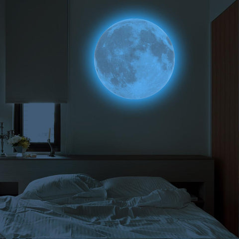 40cm Luminous Wall Stickers for Kids Room Round Moon Shape Night Glow Stickers Wall Decal 3D Wall Sticker Living Room Home Decor
