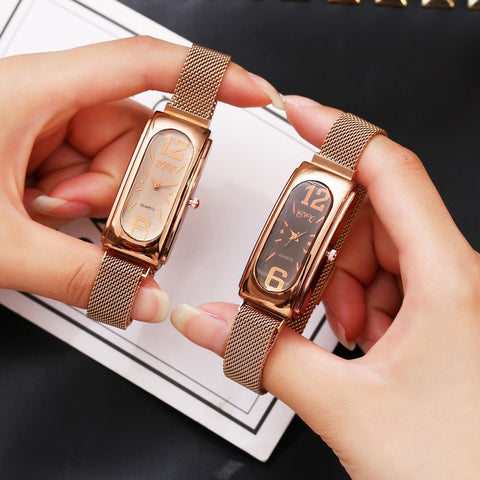 Luxury Ladies Dress Watch Rose Gold 2019 New Fashion Casual Diamond Watch Female Wrist Watches Steel Magnetic Mesh Women Clock