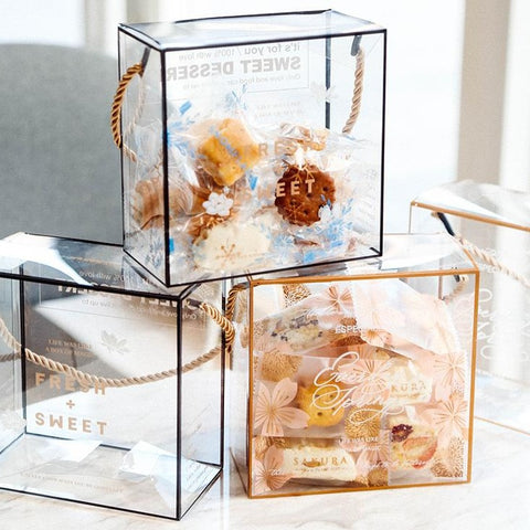 透明雪花酥包装盒牛轧糖饼干礼品高档盒子曲奇糖果手提袋烘焙礼盒