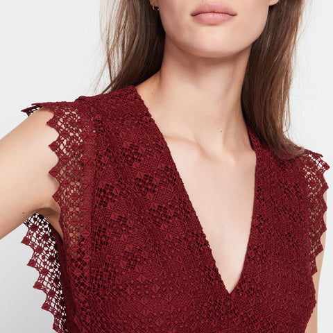 SANDRO Lace Dress with Transparent Details