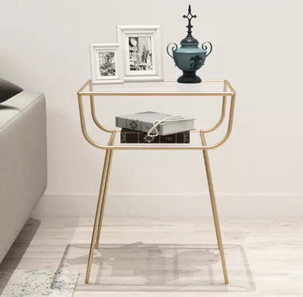West Elm Curved Terrace Glass Bedside Table